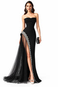 Noir Élan Crystal-Trimmed Gown
