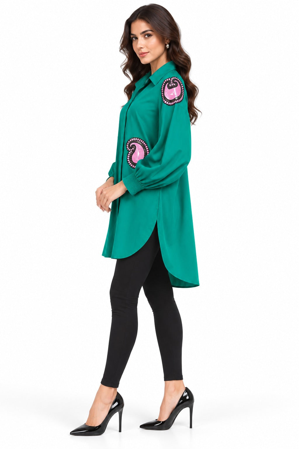 Emerald Paisley Luxe Shirt Tunic