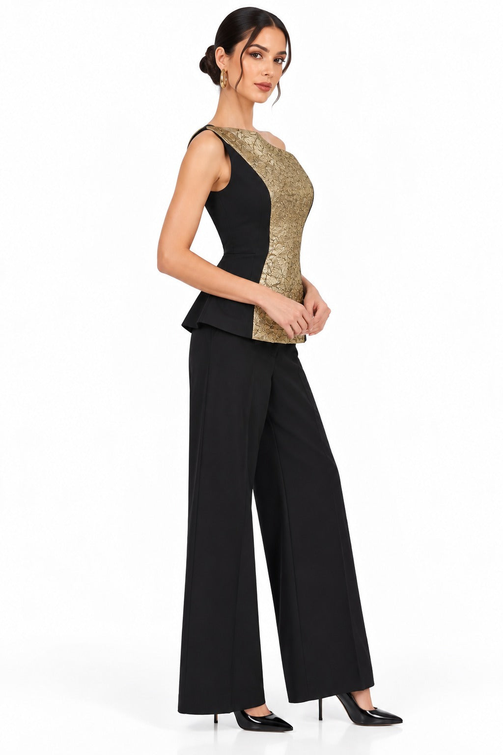 Noir Gold Sculpted Peplum Set