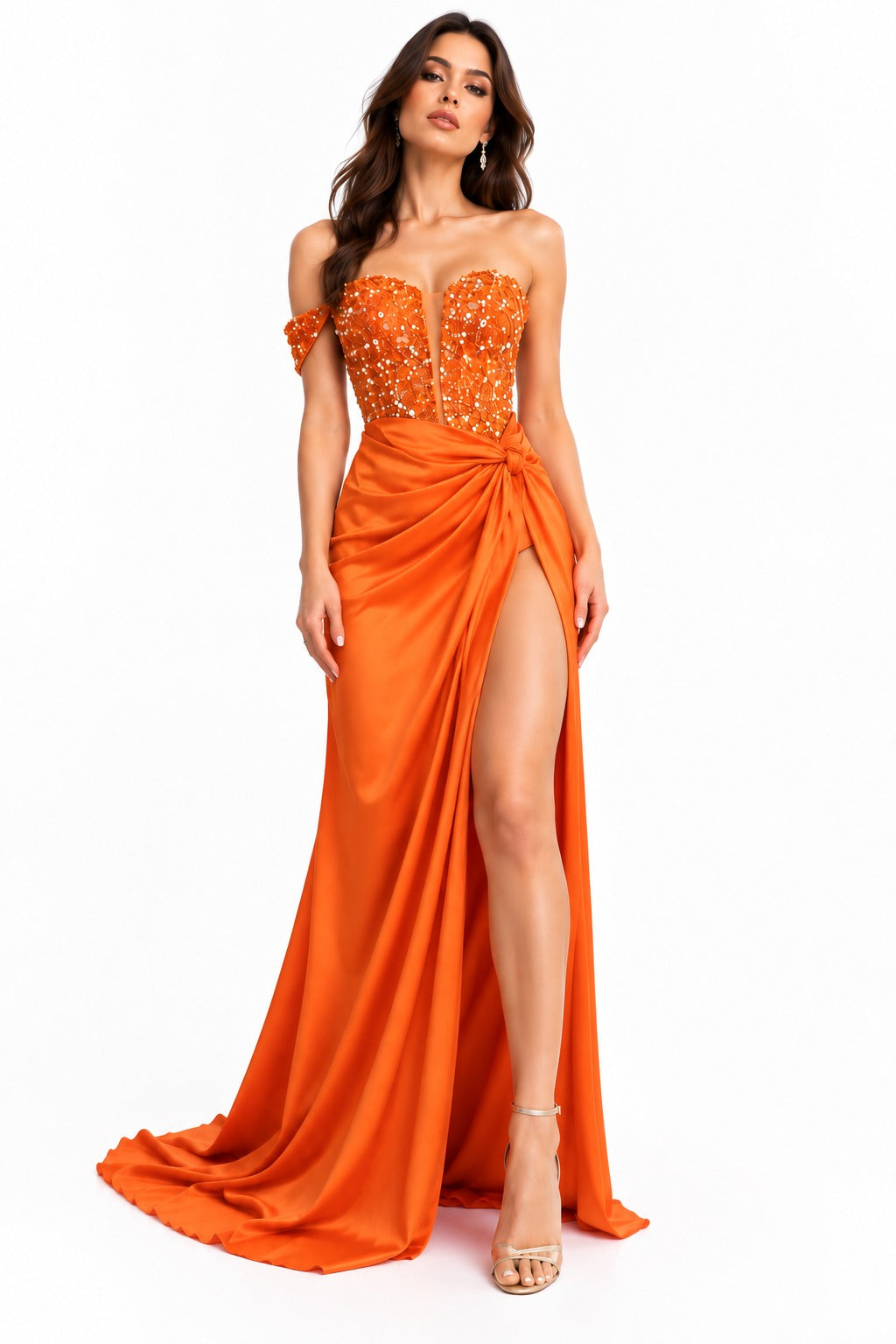 Aurelia Orange Couture Gown