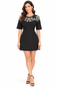 Noir Élan Embellished Mini Dress