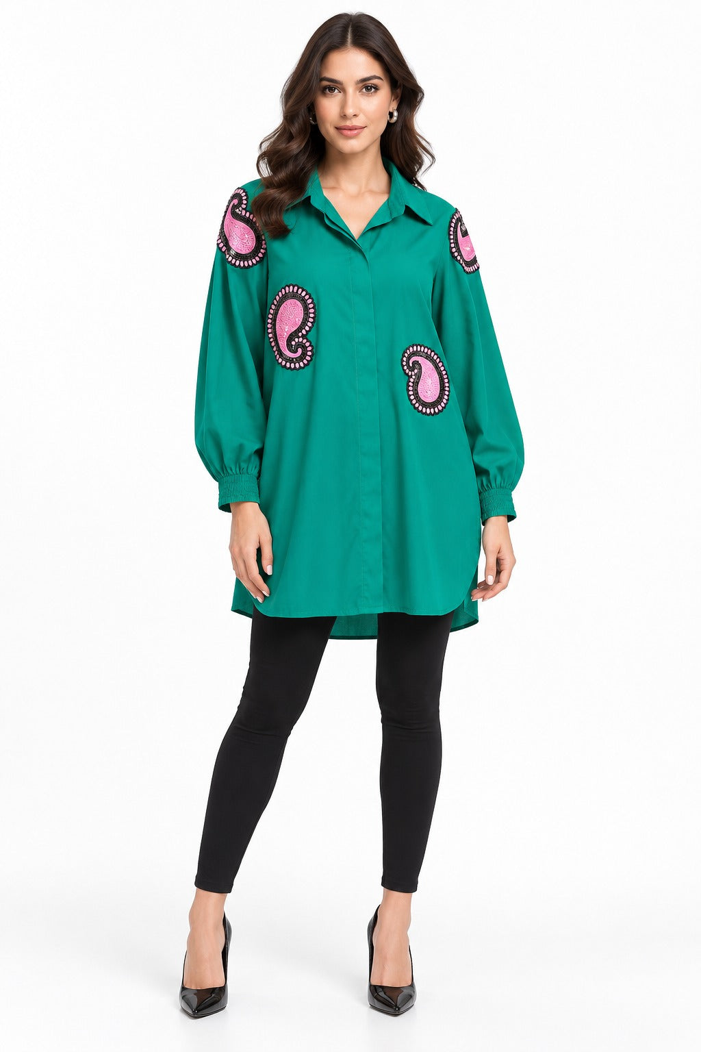 Emerald Paisley Luxe Shirt Tunic