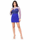 Royal Cobalt Beaded Mini Dress