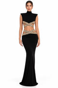 Noir Éclat Crystal Sculpted Gown
