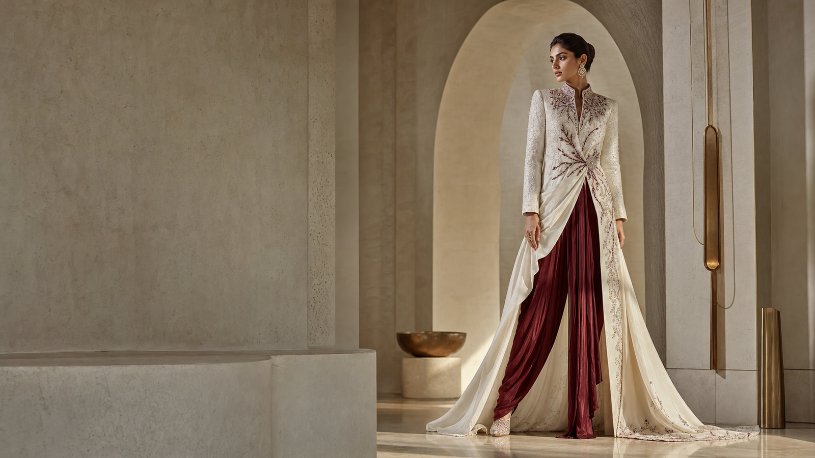 MIAAN ivory and oxblood couture campaign