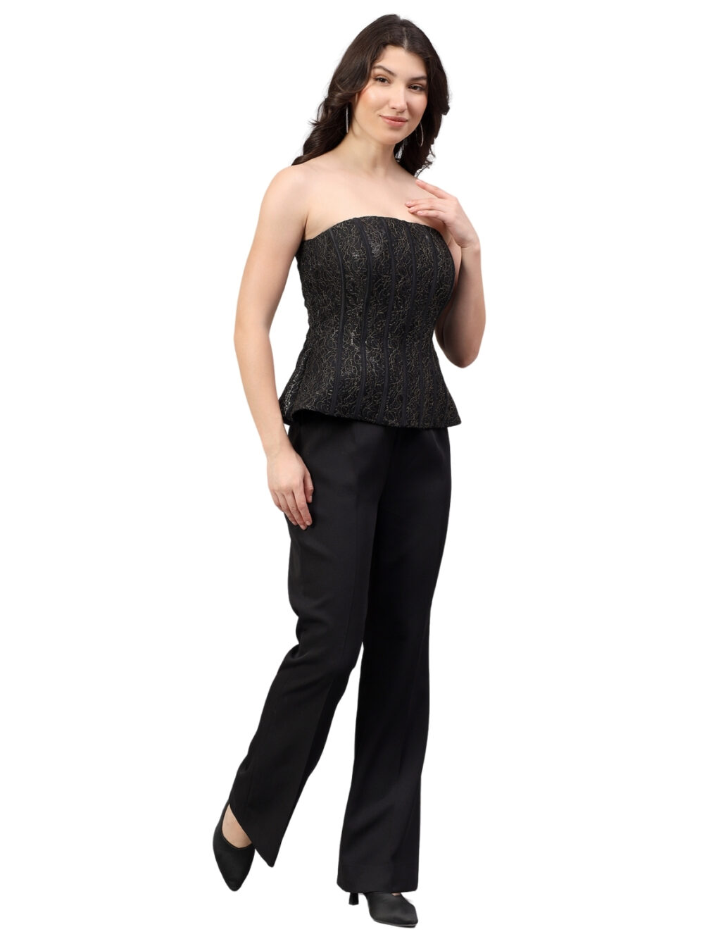 Black Corset Top with Pants - Image 2