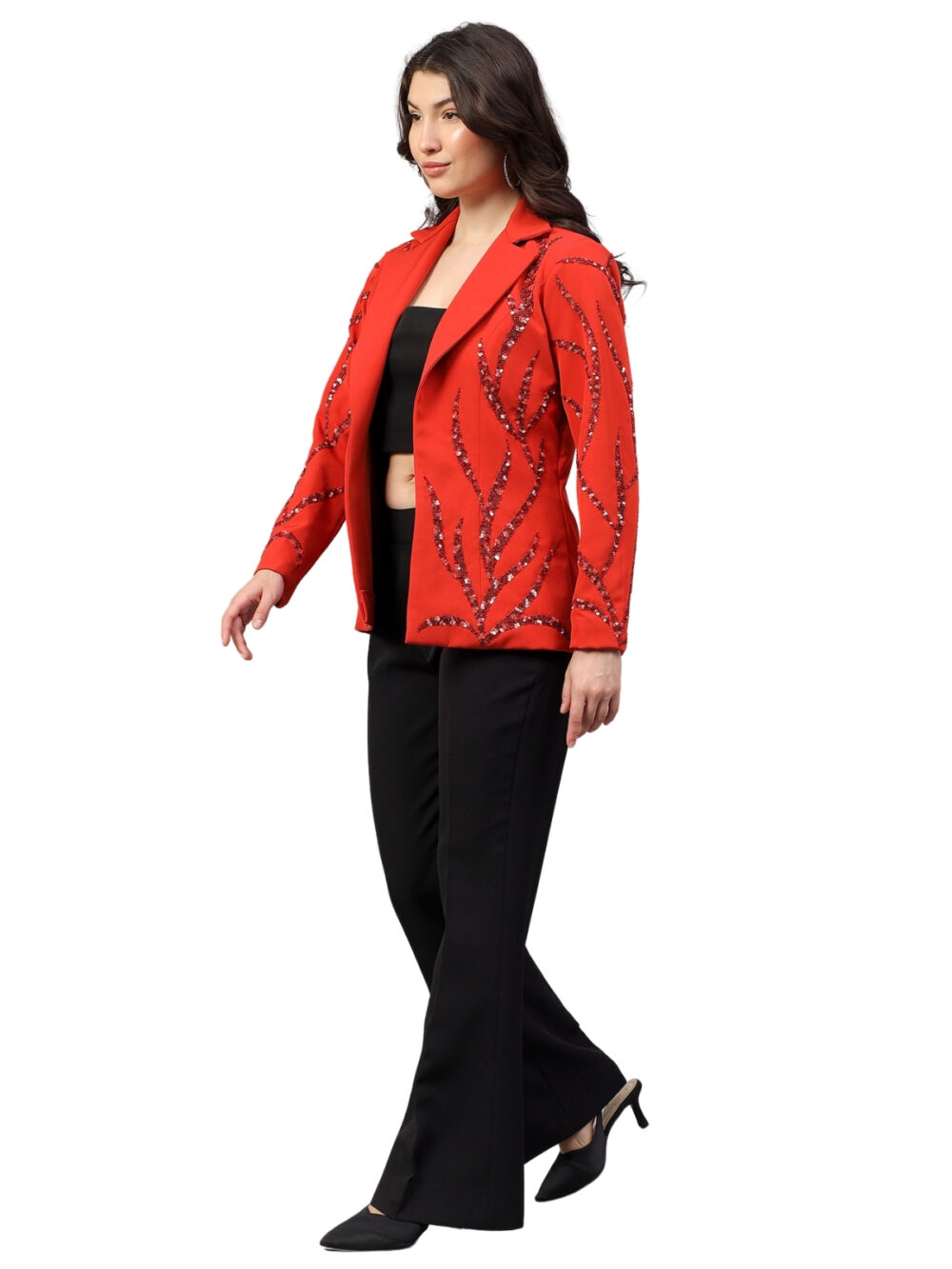 Orange Embellished Blazer - Image 6