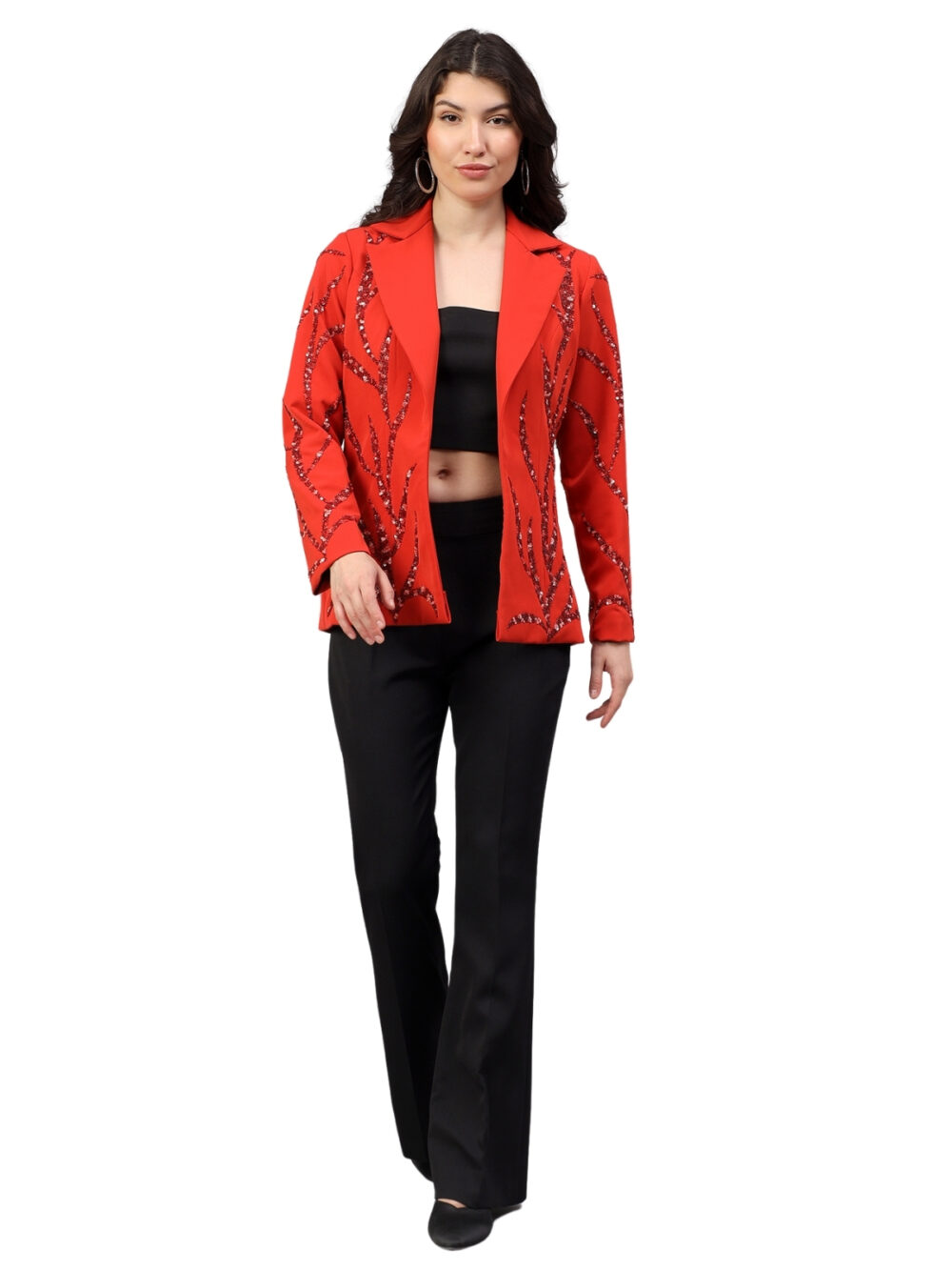 Orange Embellished Blazer - Image 5