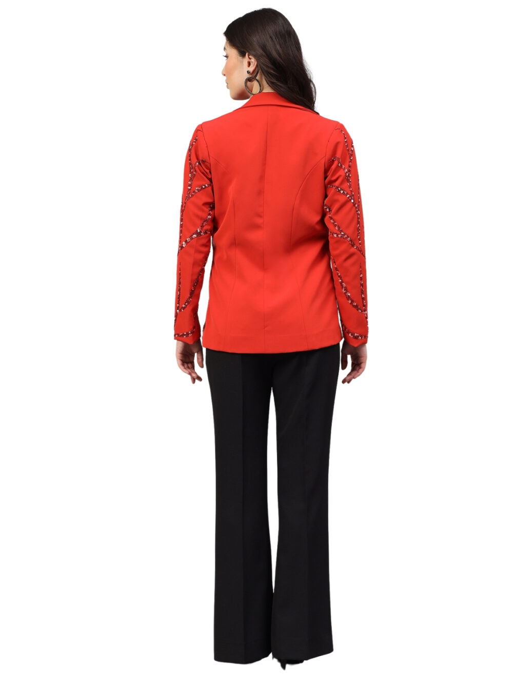 Orange Embellished Blazer - Image 4