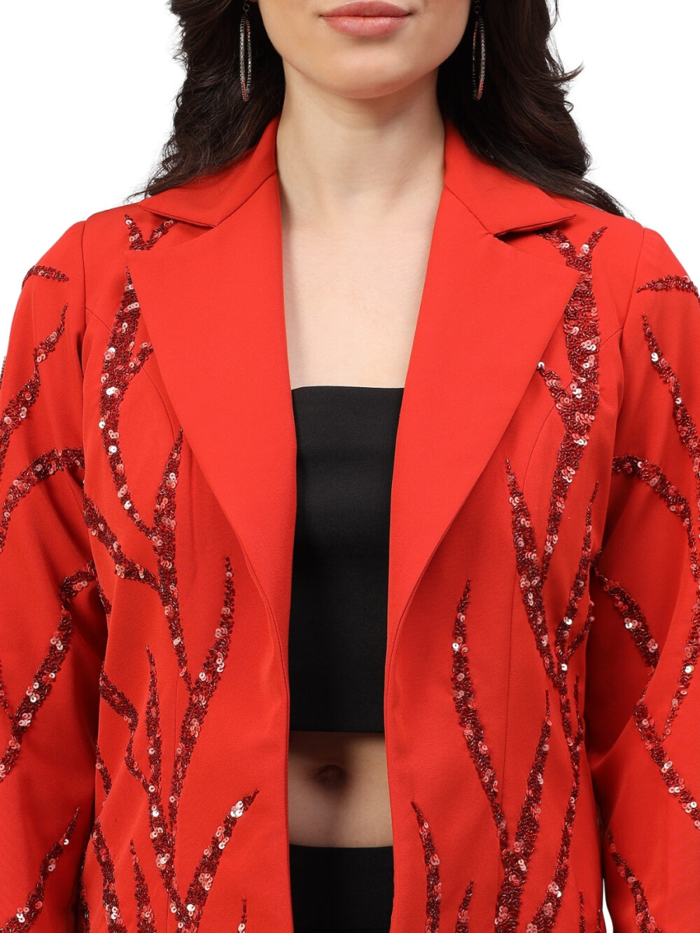 Orange Embellished Blazer - Image 3