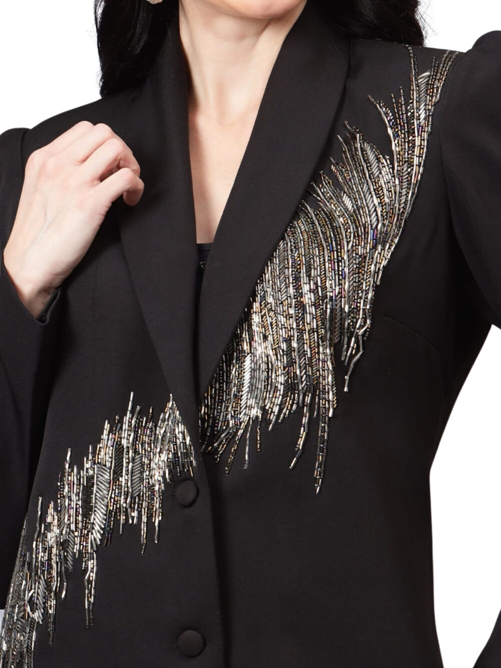Black Hand Embellished Blazer Dress - Image 4