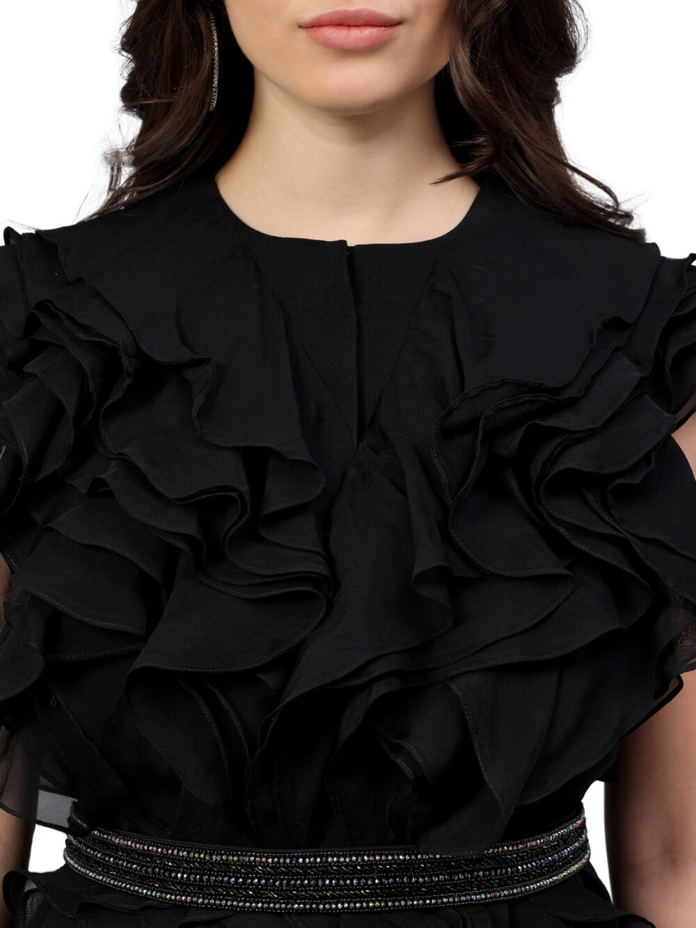 Organza Ruffled Top with Bell Bottom Pants - Image 3