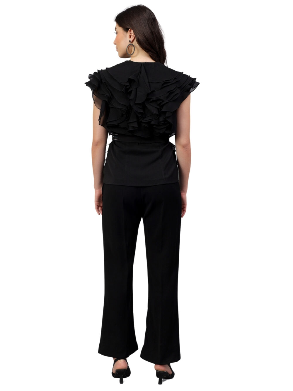 Organza Ruffled Top with Bell Bottom Pants - Image 6
