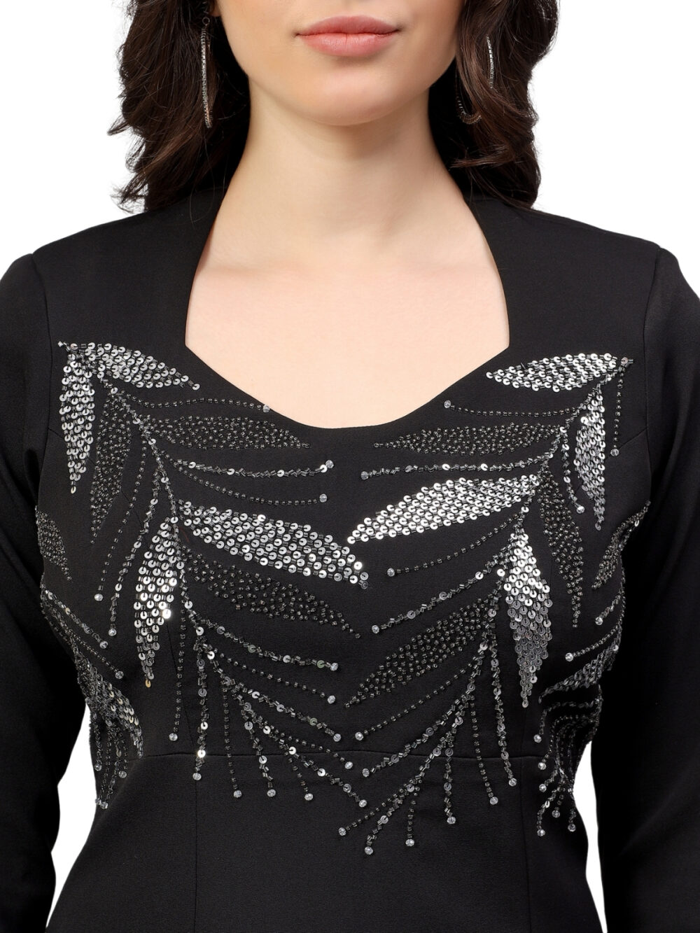 Black Embellished Shift Dress - Image 6