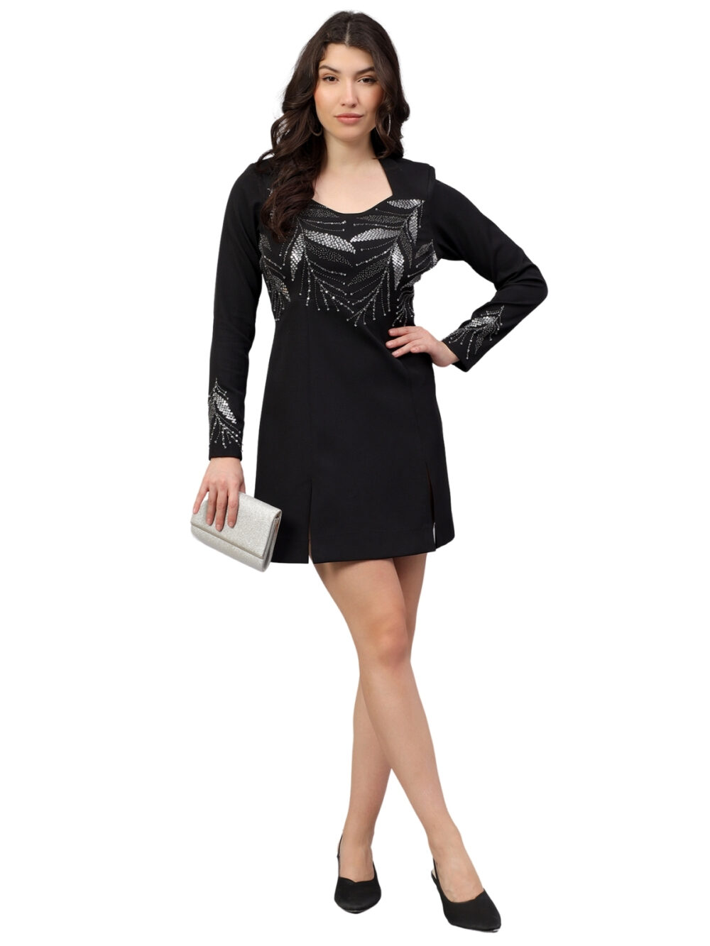 Black Embellished Shift Dress