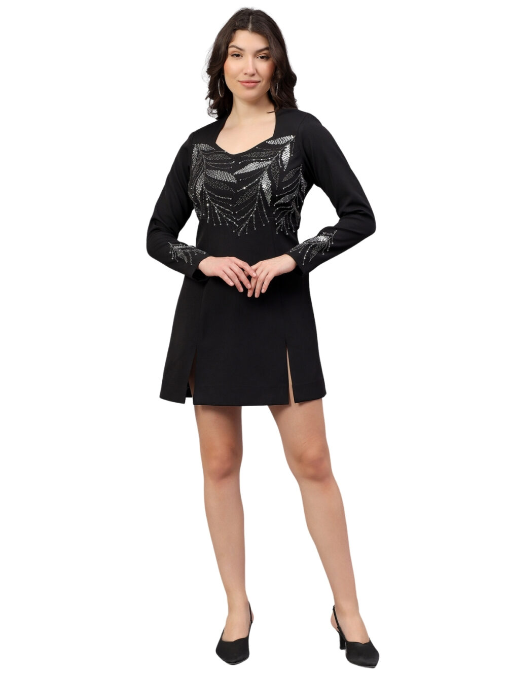 Black Embellished Shift Dress - Image 3