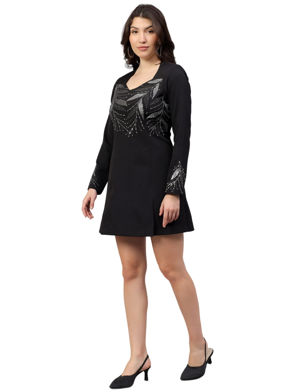 Black Embellished Shift Dress - Image 2
