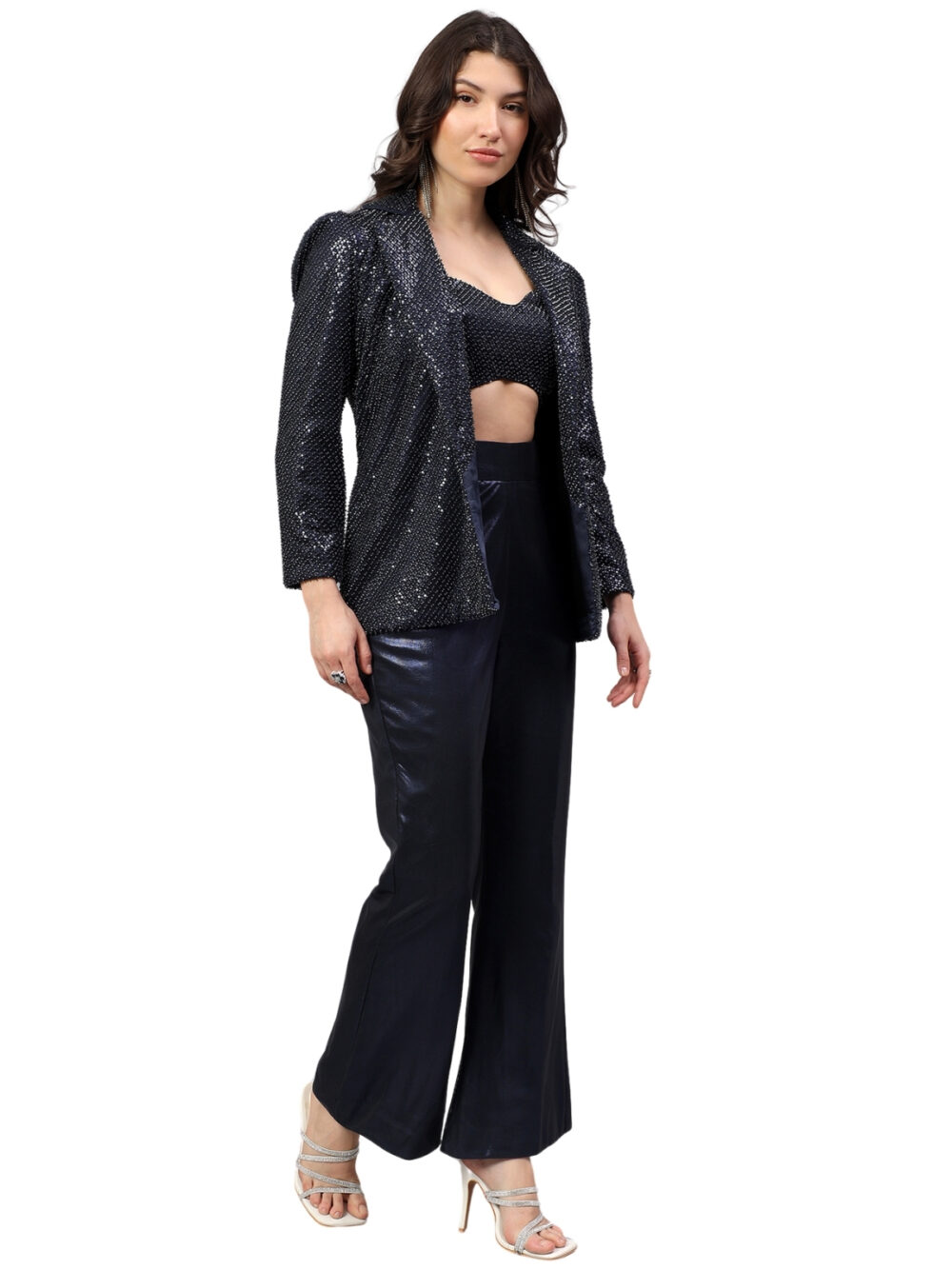 Navy Embellished Blazer Set - Image 3