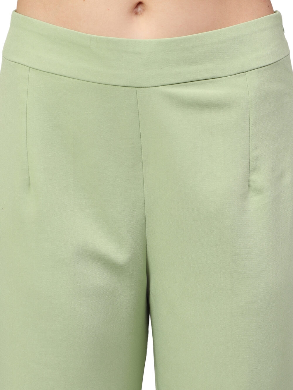 Mint Green Organza Top with Detailing and Flared Pants - Image 3