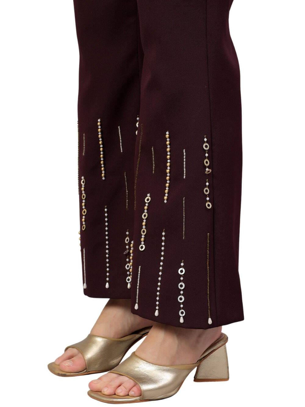 Wine Blazer Set with Gold Embellishments - Image 5