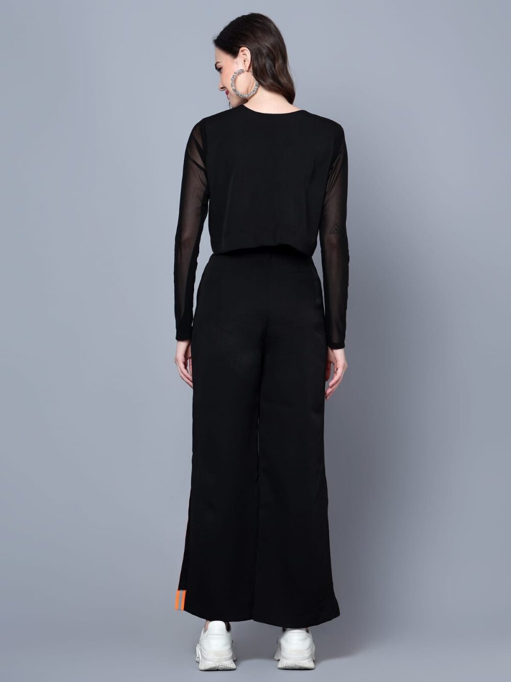 Black Crop Top and Track Pants with Skull Embroidery - Image 3