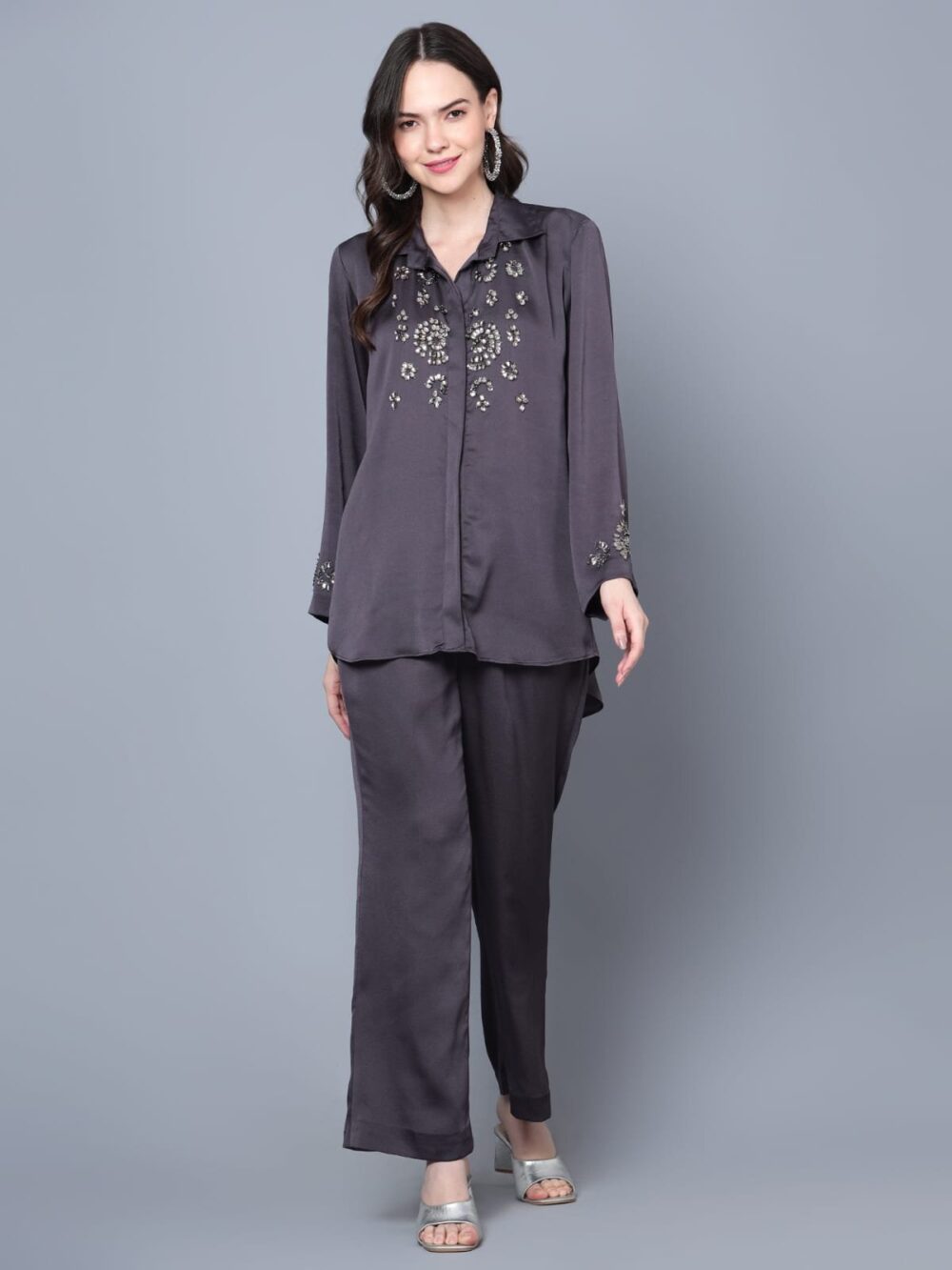 Grey Coord Set with Neckline Detailing - Image 2