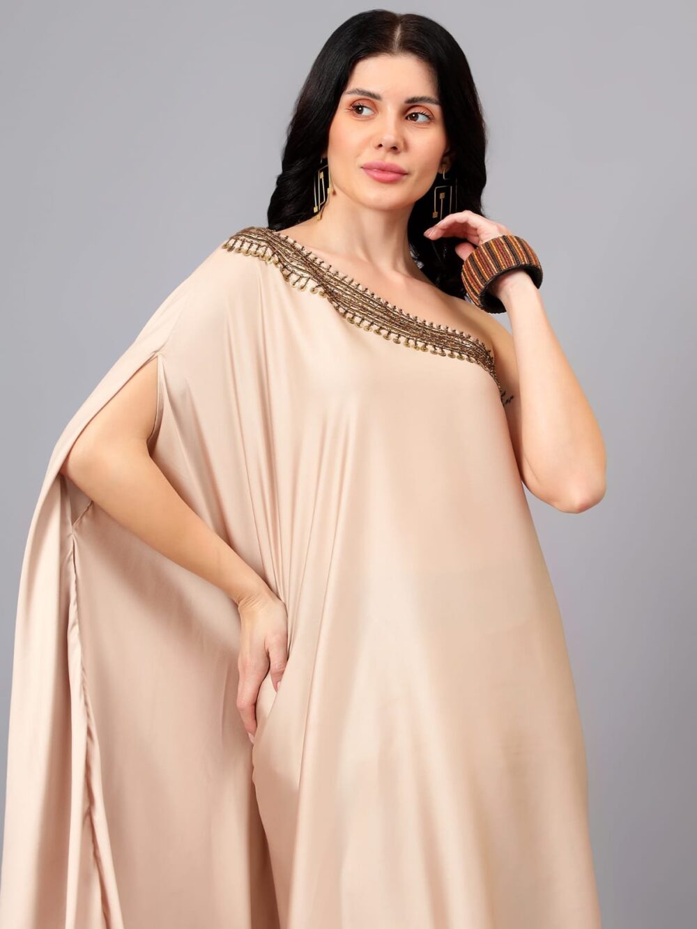 Gold Satin Cape with Brocade Pants - Image 4